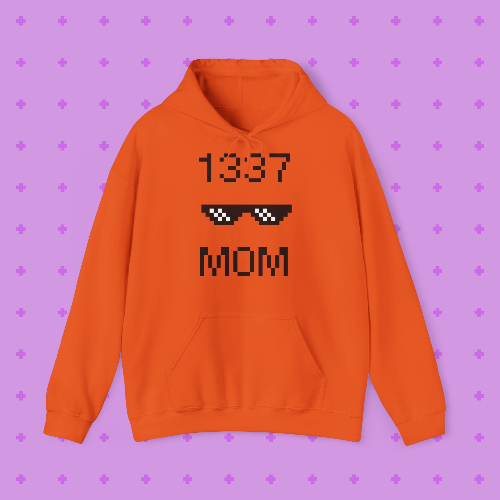 1337 Mom Hoodie — Gamer Mom Pixel Sunglasses Hooded Sweatshirt