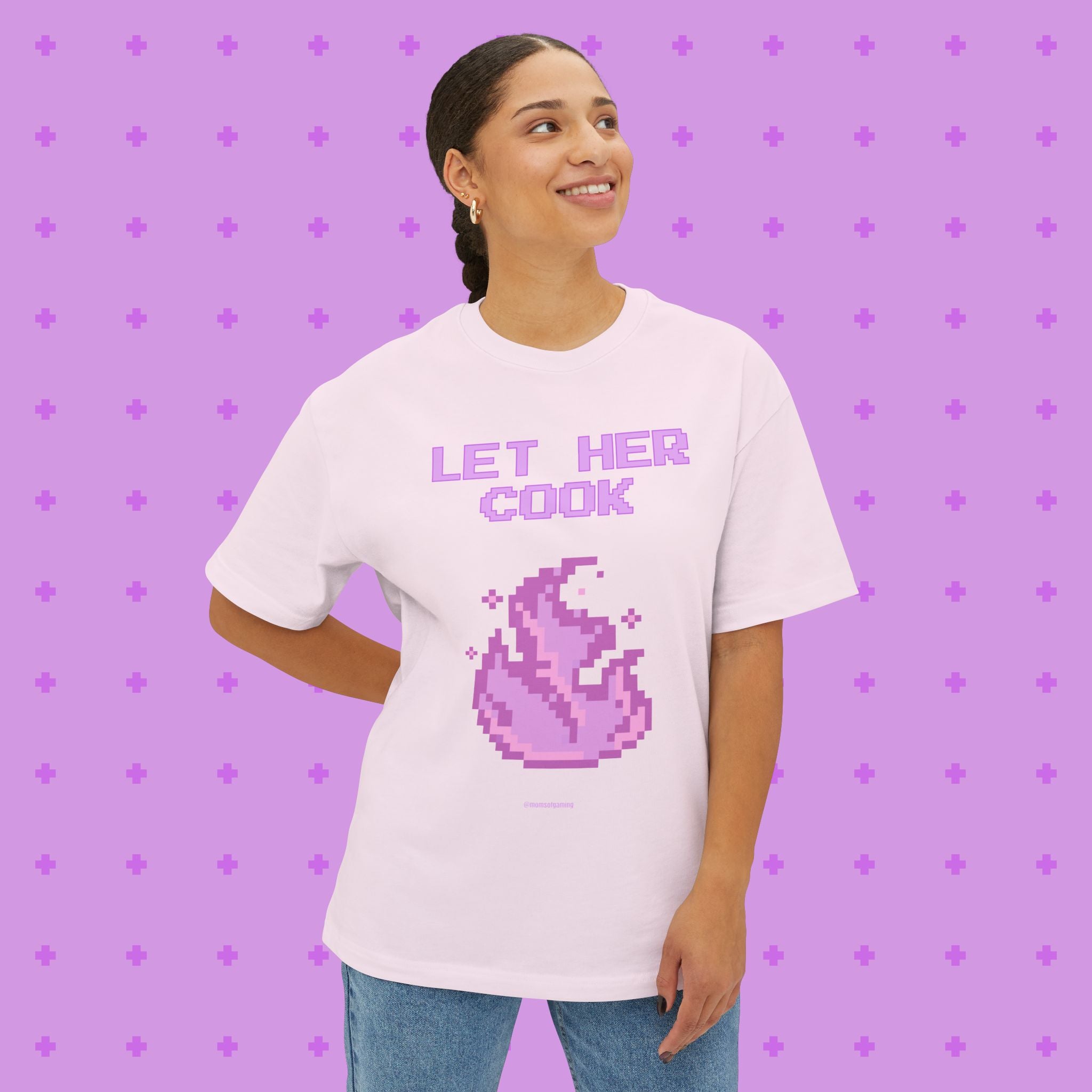 „Let Her Cook“ — Oversized Pixel Graphic T-Shirt
