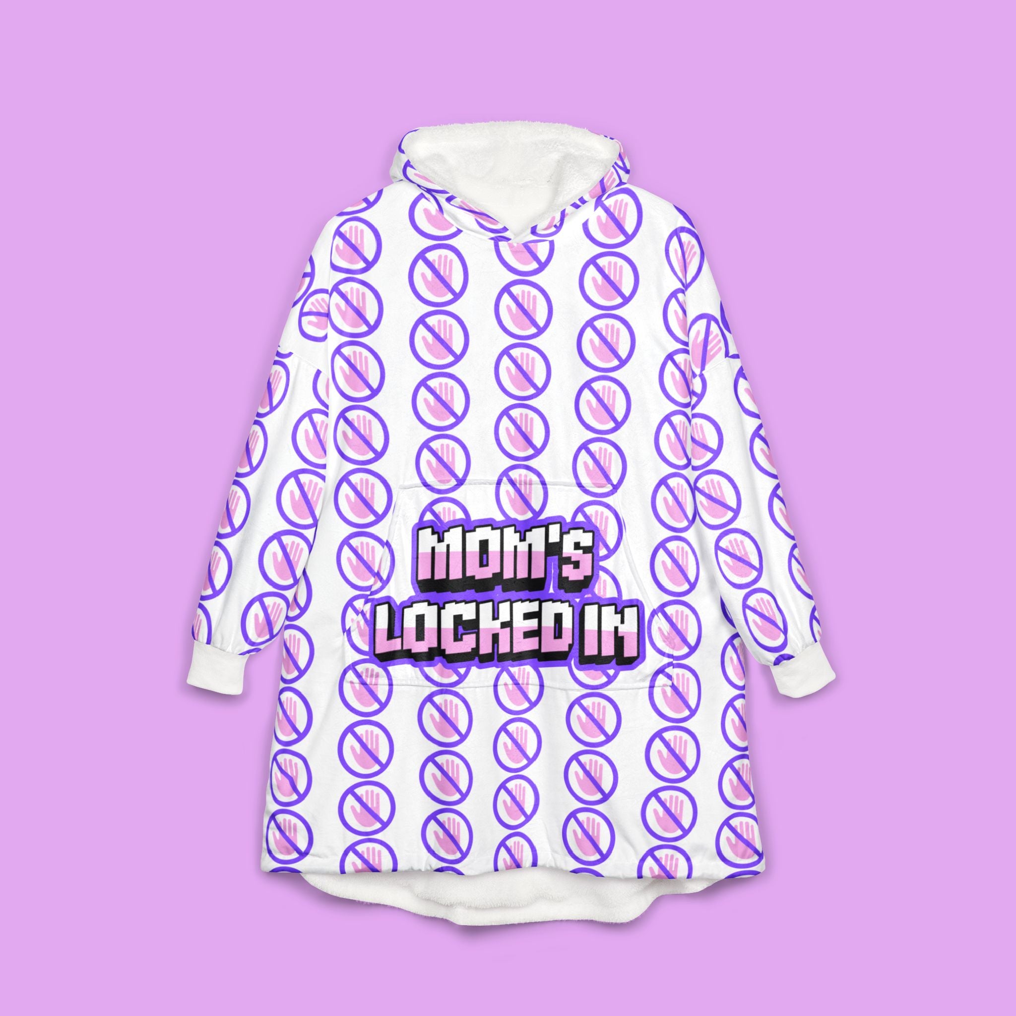 Hooded Blanket - "Mom's Locked In" Cozy Gamer Lounge Throw
