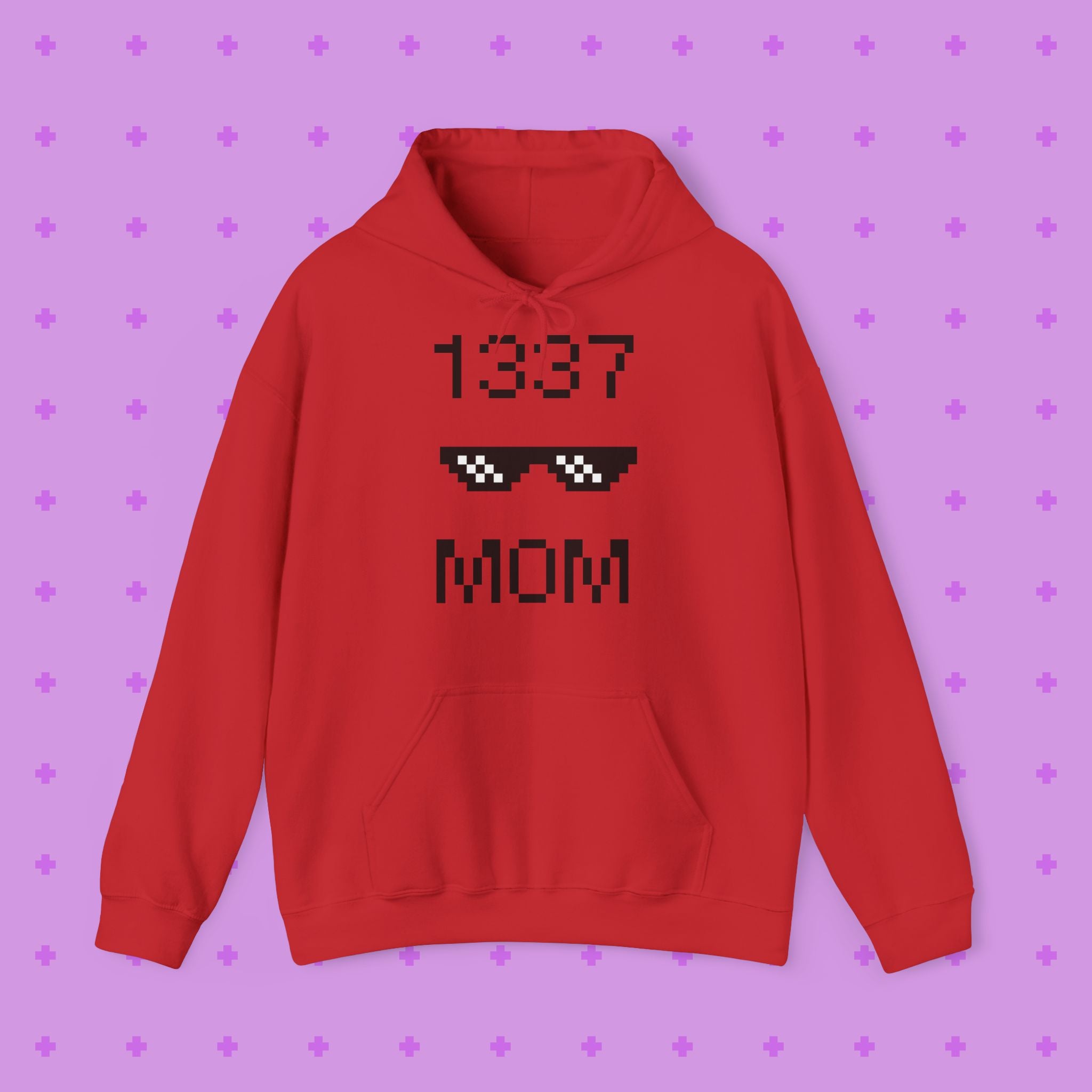 1337 Mom Hoodie — Gamer Mom Pixel Sunglasses Hooded Sweatshirt