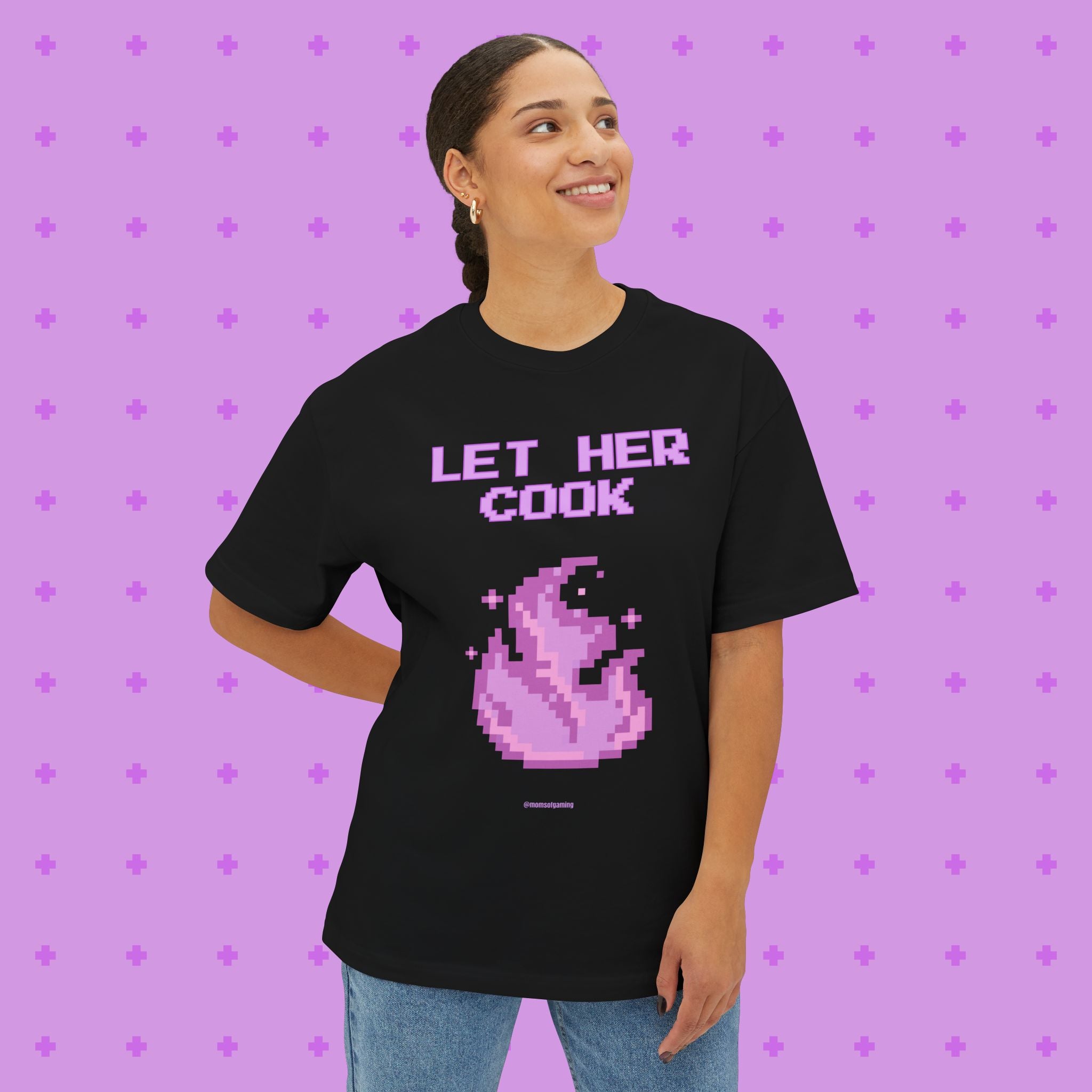 „Let Her Cook“ — Oversized Pixel Graphic T-Shirt