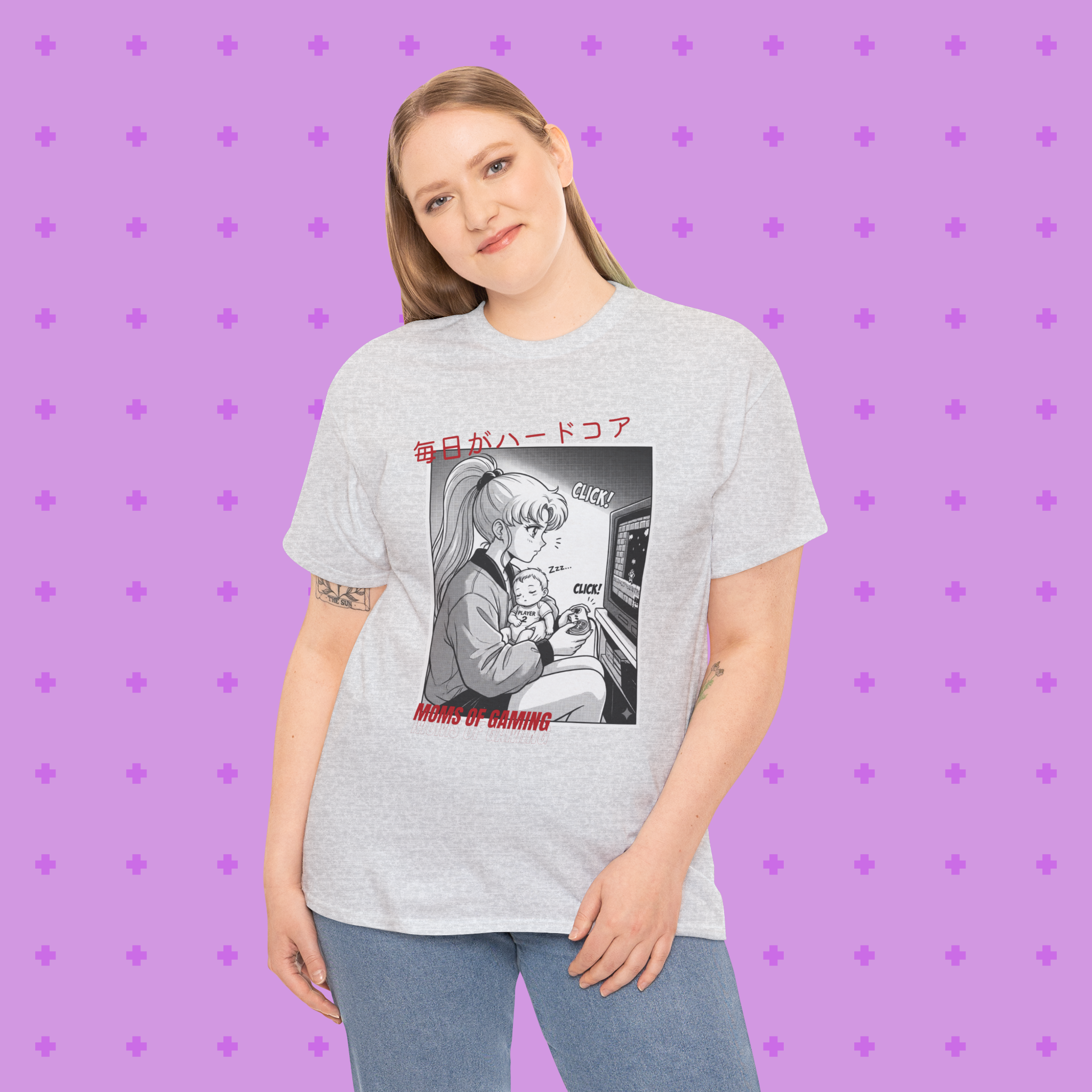 Anime Gamer Tee — Retro Girl Playing Console (ハードコア)