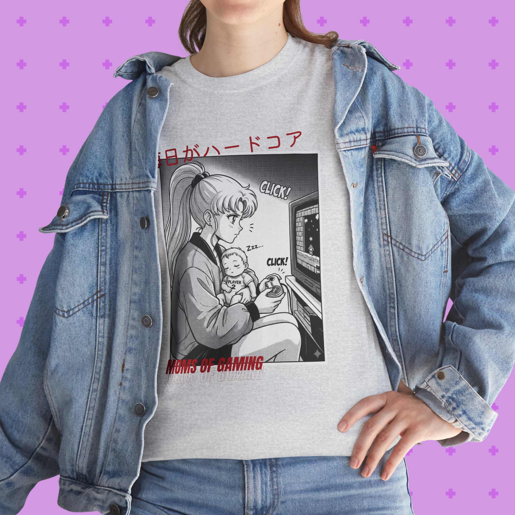 Anime Gamer Tee — Retro Girl Playing Console (ハードコア)