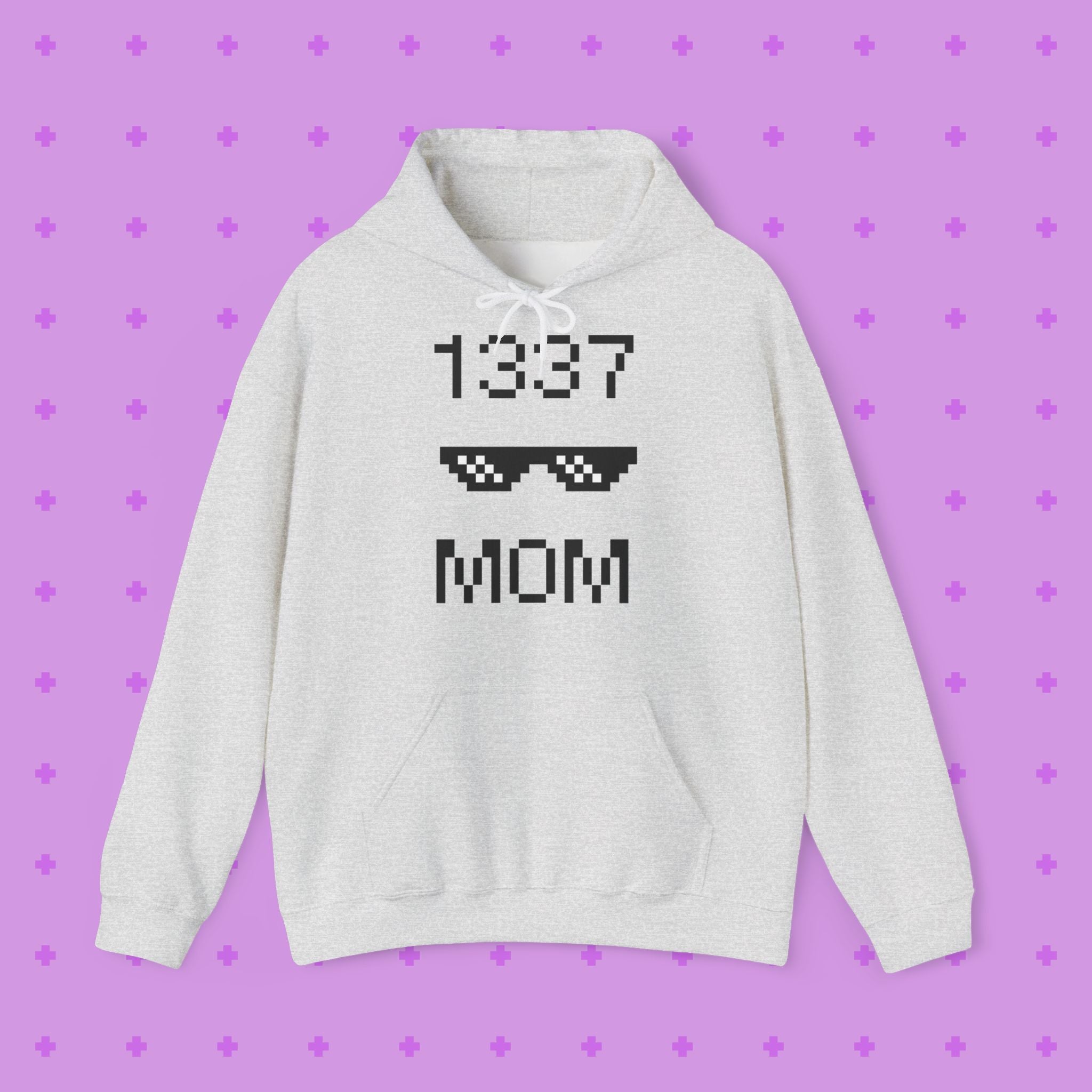 1337 Mom Hoodie — Gamer Mom Pixel Sunglasses Hooded Sweatshirt