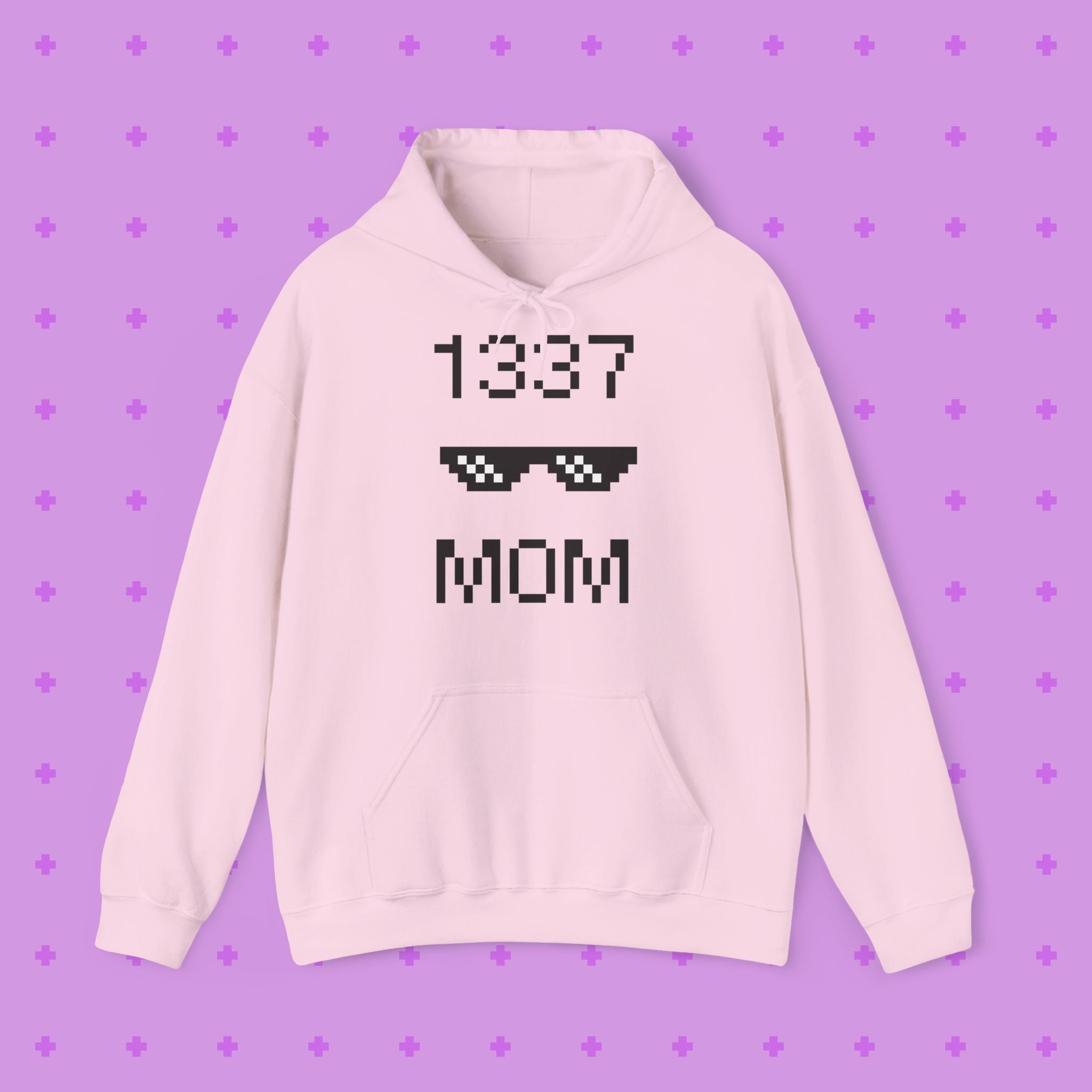 1337 Mom Hoodie — Gamer Mom Pixel Sunglasses Hooded Sweatshirt