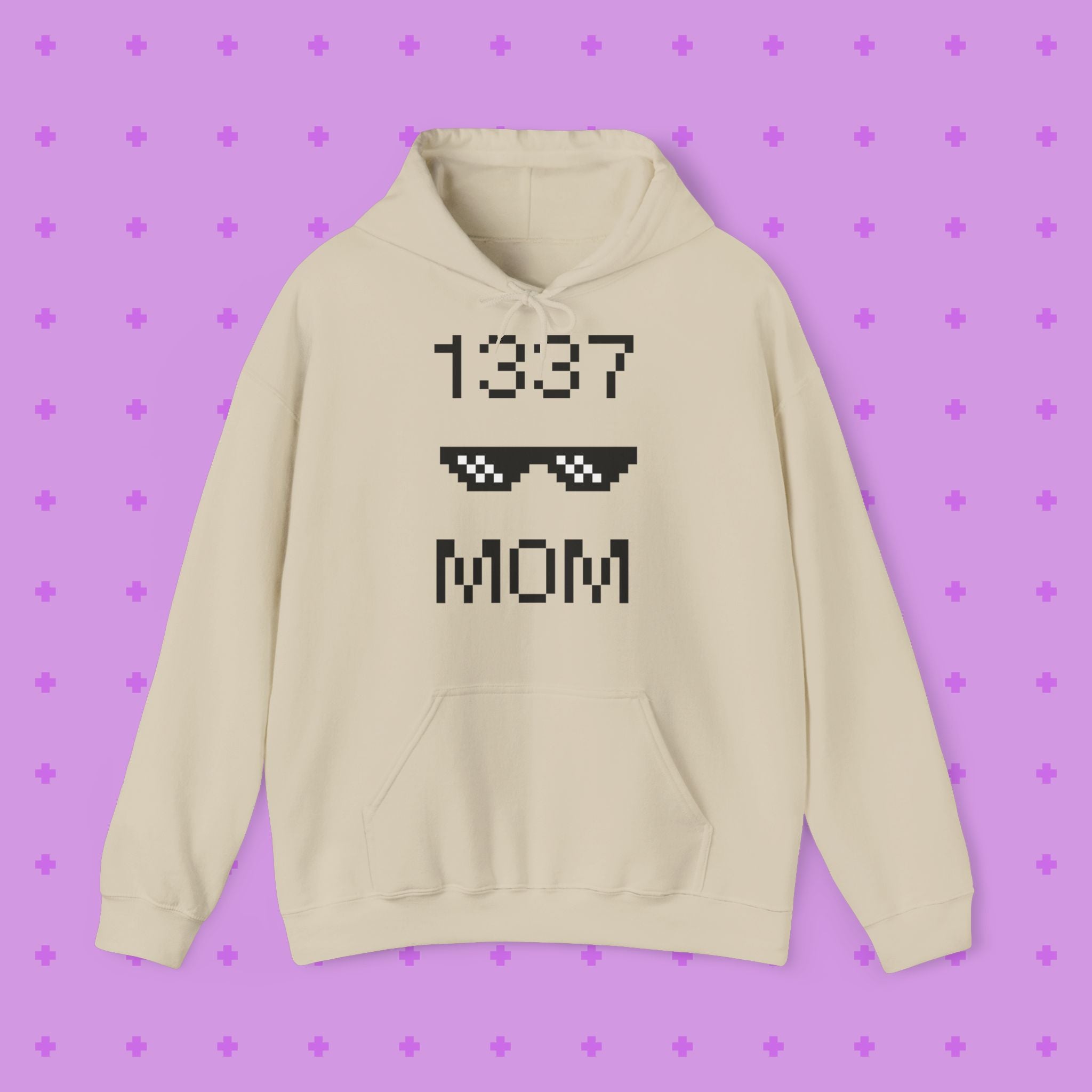 1337 Mom Hoodie — Gamer Mom Pixel Sunglasses Hooded Sweatshirt